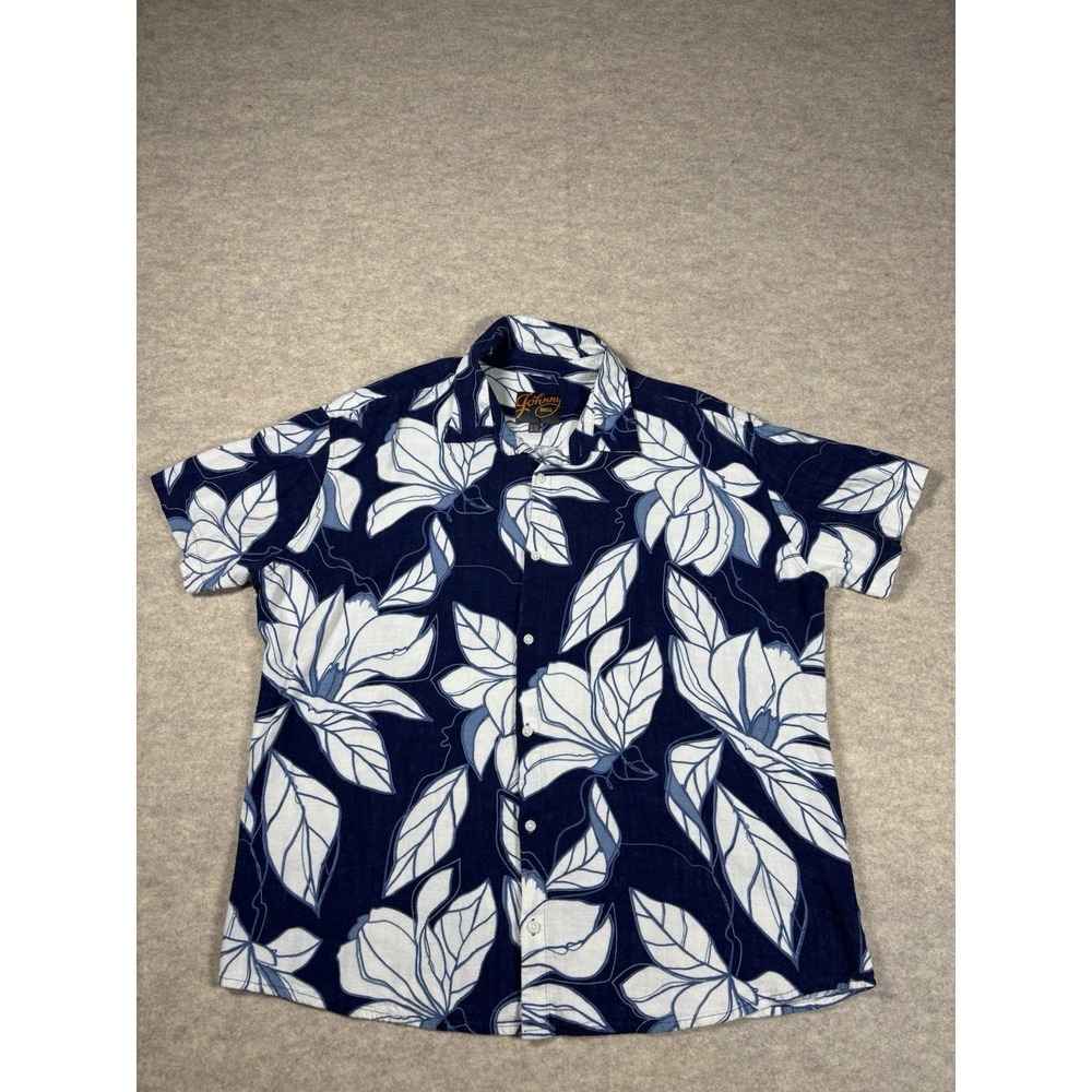 Johnny Bigg Men's 3XL Keyline Floral Short Sleeve Button-Up Shirt Navy White